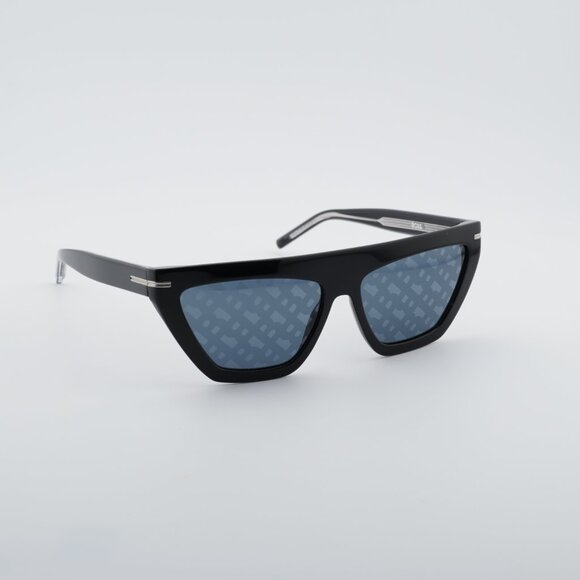 Hugo BOSS 1609/S 0807 MD Sunglasses Black Geometric Frame, Blue Monogram Lenses main image 5